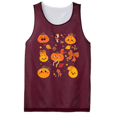 Cute Autumn Fall Pumpkins Ribbons Bows Mesh Reversible Basketball Jersey Tank