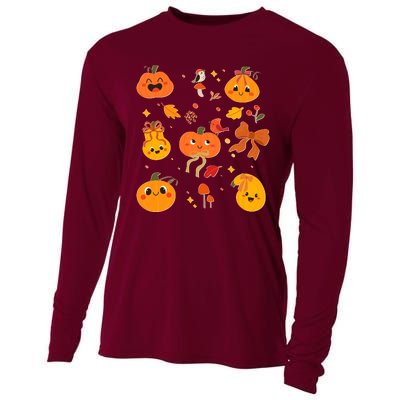 Cute Autumn Fall Pumpkins Ribbons Bows Cooling Performance Long Sleeve Crew