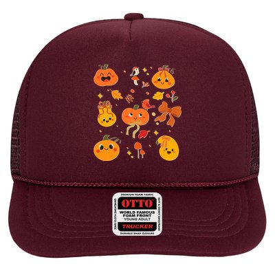 Cute Autumn Fall Pumpkins Ribbons Bows Trucker Hat