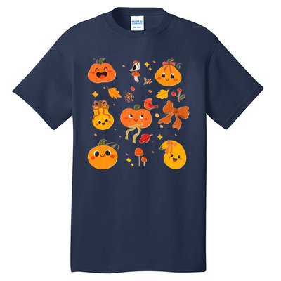 Cute Autumn Fall Pumpkins Ribbons Bows Tall T-Shirt