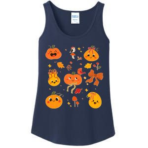 Cute Autumn Fall Pumpkins Ribbons Bows Ladies Essential Tank