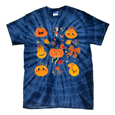 Cute Autumn Fall Pumpkins Ribbons Bows Tie-Dye T-Shirt