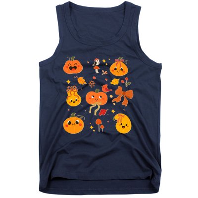 Cute Autumn Fall Pumpkins Ribbons Bows Tank Top