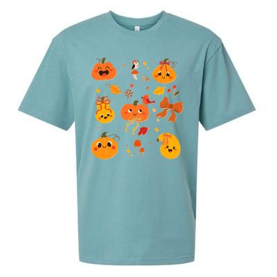 Cute Autumn Fall Pumpkins Ribbons Bows Sueded Cloud Jersey T-Shirt