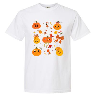 Cute Autumn Fall Pumpkins Ribbons Bows Garment-Dyed Heavyweight T-Shirt