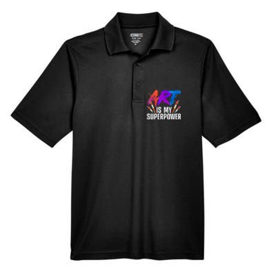 Cool Art For Art Teacher Artist Painter Superpower Men's Origin Performance Piqué Polo