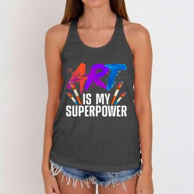 Cool Art For Art Teacher Artist Painter Superpower Women's Knotted Racerback Tank