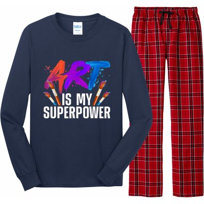 Cool Art For Art Teacher Artist Painter Superpower Long Sleeve Pajama Set