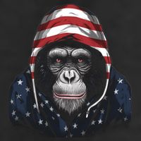 Chimpanzee American Flag USA Tee 4th July Gifts Graphic Tees 7 Panel Mesh Trucker Snapback Hat