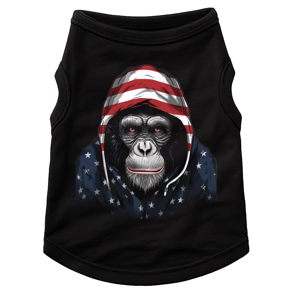 Chimpanzee American Flag USA Tee 4th July Gifts Graphic Tees Doggie Tank