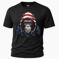 Chimpanzee American Flag USA Tee 4th July Gifts Graphic Tees Cooling Performance Crew T-Shirt