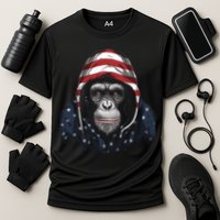 Chimpanzee American Flag USA Tee 4th July Gifts Graphic Tees Cooling Performance Crew T-Shirt