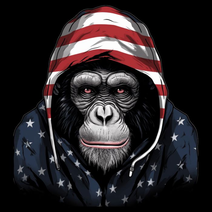 Chimpanzee American Flag USA Tee 4th July Gifts Graphic Tees Cooling Performance Crew T-Shirt