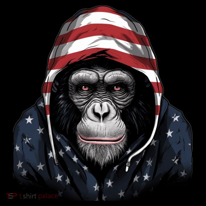 Chimpanzee American Flag USA Tee 4th July Gifts Graphic Tees T-Shirt