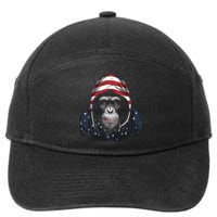 Chimpanzee American Flag USA Tee 4th July Gifts Graphic Tees 7-Panel Snapback Hat