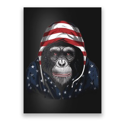 Chimpanzee American Flag USA Tee 4th July Gifts Graphic Tees Poster