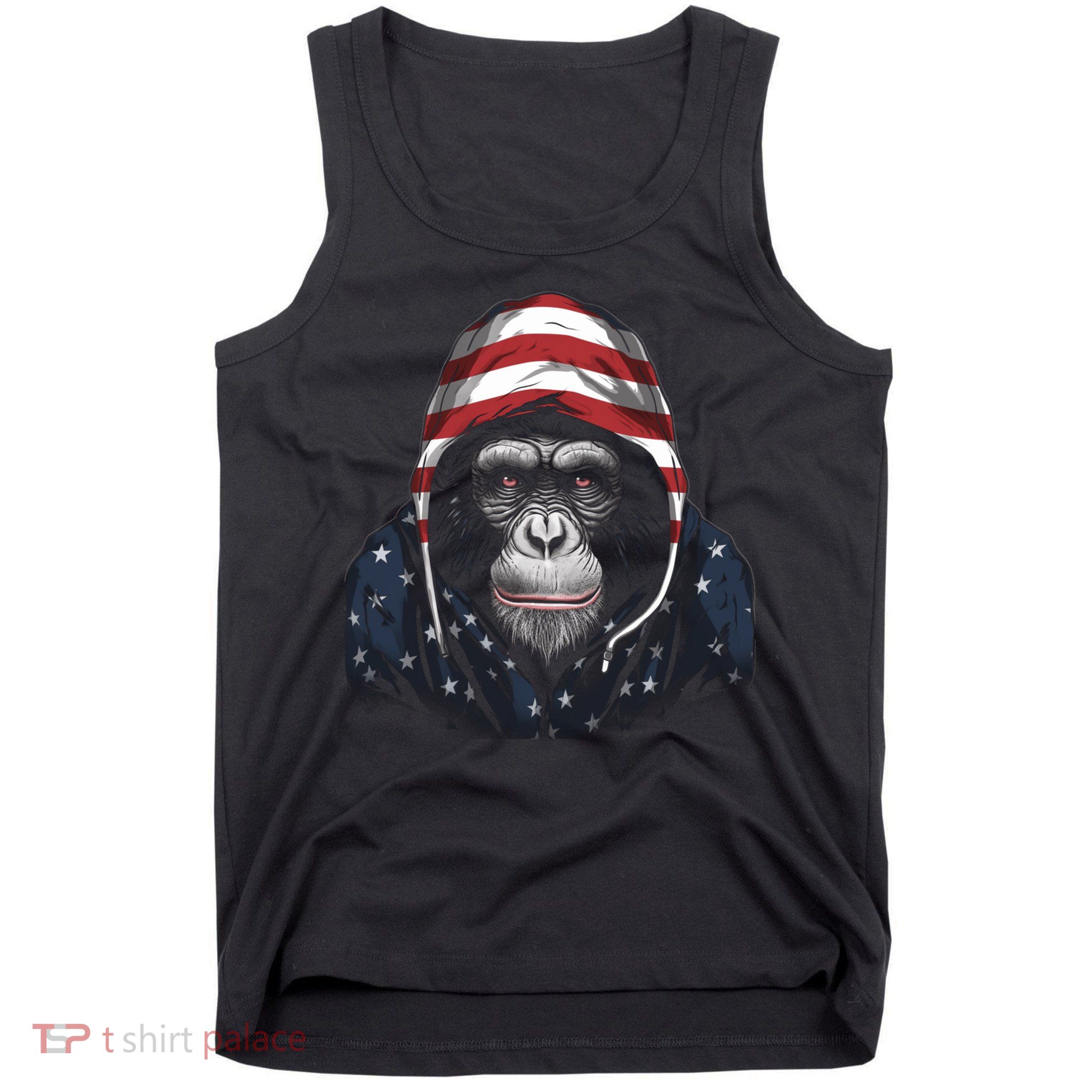 Chimpanzee American Flag USA Tee 4th July Gifts Graphic Tees Tank Top