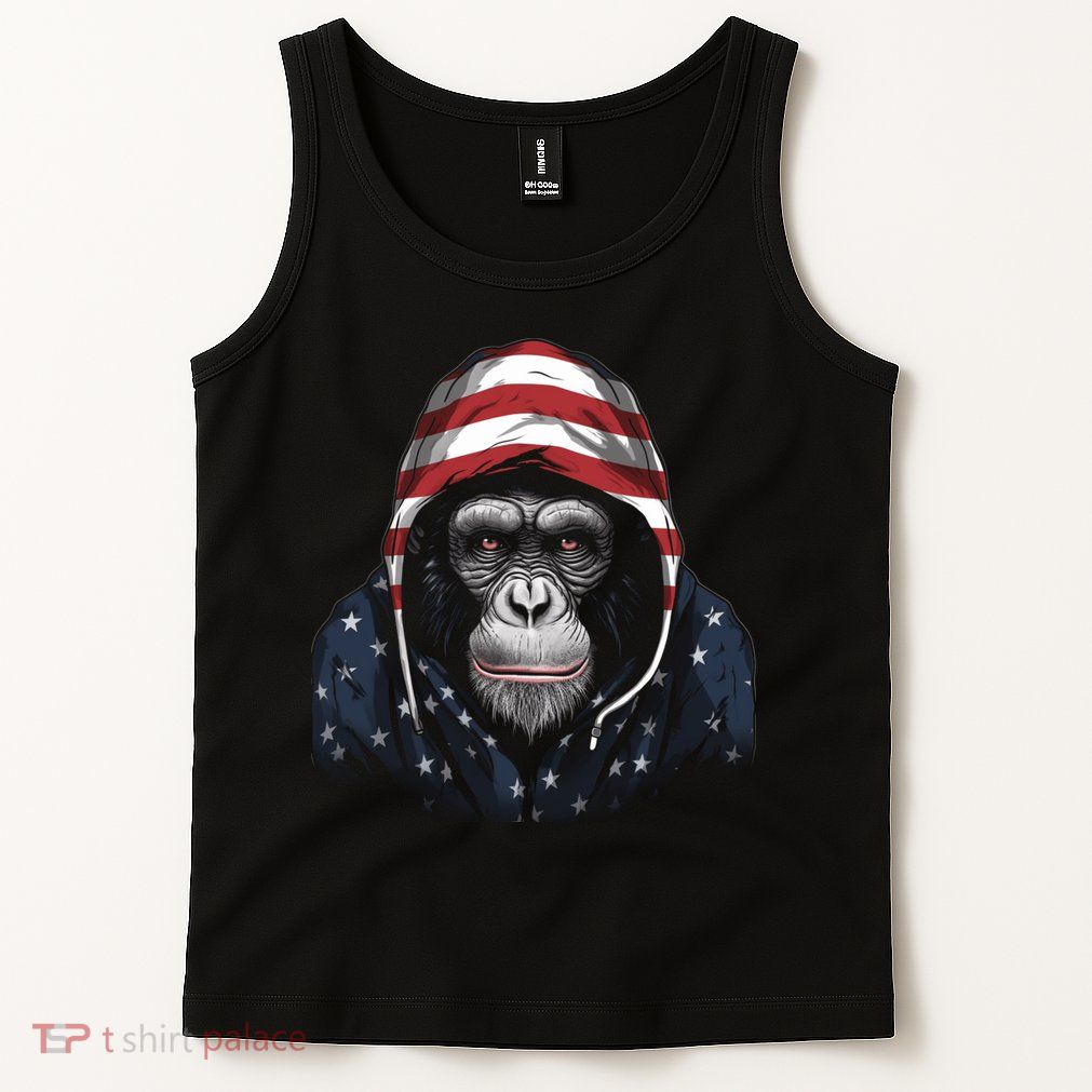 Chimpanzee American Flag USA Tee 4th July Gifts Graphic Tees Tank Top