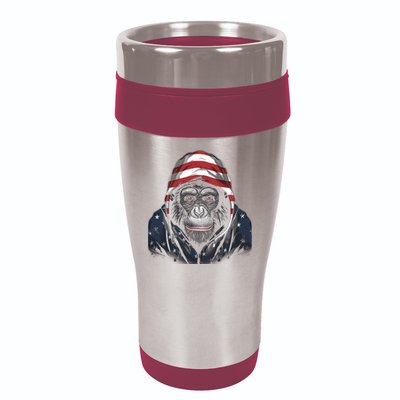 Chimpanzee American Flag USA Tee 4th July Gifts Graphic Tees 16oz Travel Tumbler