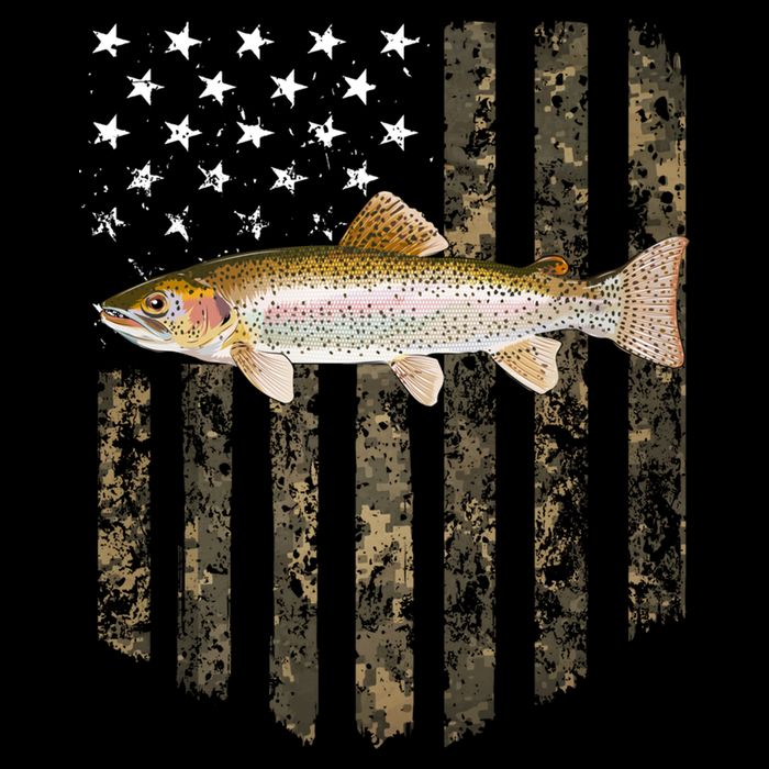 Camo American Flag Rainbow Trout Fishing 4th Of July Cute Gift Cooling Performance Crew T-Shirt
