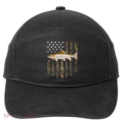 Camo American Flag Rainbow Trout Fishing 4th Of July Cute Gift 7-Panel Snapback Hat