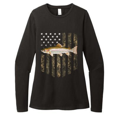 Camo American Flag Rainbow Trout Fishing 4th Of July Cute Gift Womens CVC Long Sleeve Shirt