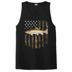 Camo American Flag Rainbow Trout Fishing 4th Of July Cute Gift PosiCharge Competitor Tank