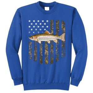 Camo American Flag Rainbow Trout Fishing 4th Of July Cute Gift Sweatshirt