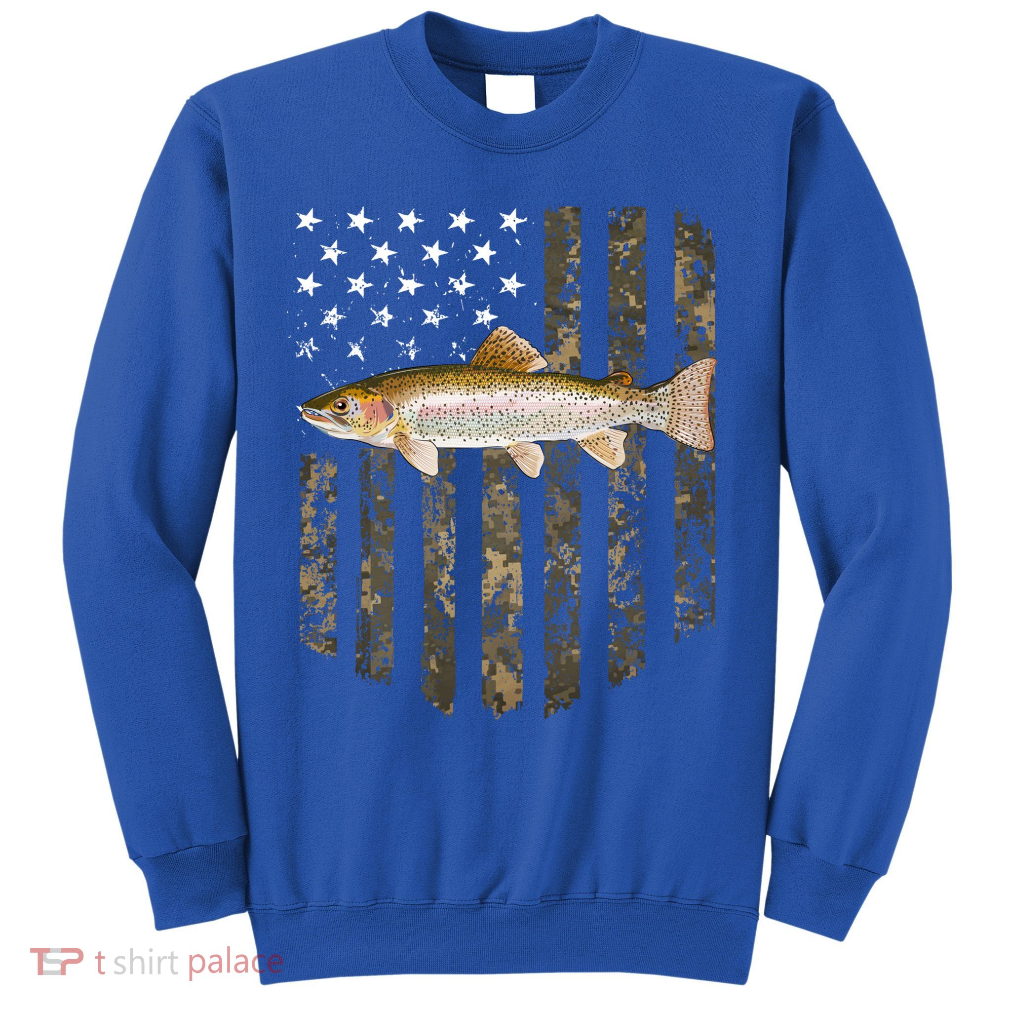Camo American Flag Rainbow Trout Fishing 4th Of July Cute Gift Sweatshirt