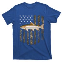 Camo American Flag Rainbow Trout Fishing 4th Of July Cute Gift T-Shirt