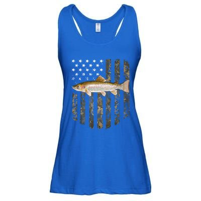 Camo American Flag Rainbow Trout Fishing 4th Of July Cute Gift Ladies Essential Flowy Tank