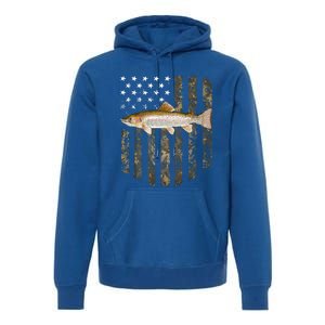 Camo American Flag Rainbow Trout Fishing 4th Of July Cute Gift Premium Hoodie