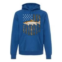 Camo American Flag Rainbow Trout Fishing 4th Of July Cute Gift Premium Hoodie