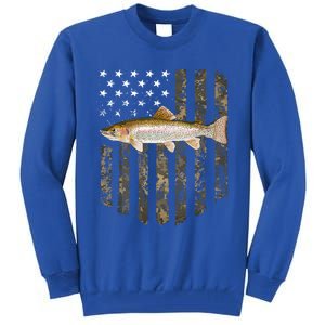 Camo American Flag Rainbow Trout Fishing 4th Of July Cute Gift Tall Sweatshirt