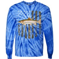 Camo American Flag Rainbow Trout Fishing 4th Of July Cute Gift Tie-Dye Long Sleeve Shirt