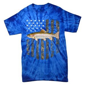 Camo American Flag Rainbow Trout Fishing 4th Of July Cute Gift Tie-Dye T-Shirt