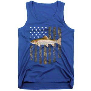 Camo American Flag Rainbow Trout Fishing 4th Of July Cute Gift Tank Top