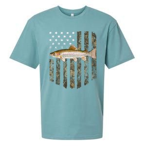 Camo American Flag Rainbow Trout Fishing 4th Of July Cute Gift Sueded Cloud Jersey T-Shirt