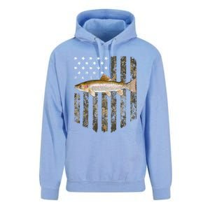 Camo American Flag Rainbow Trout Fishing 4th Of July Cute Gift Unisex Surf Hoodie