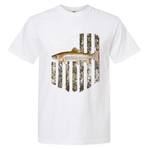 Camo American Flag Rainbow Trout Fishing 4th Of July Cute Gift Garment-Dyed Heavyweight T-Shirt