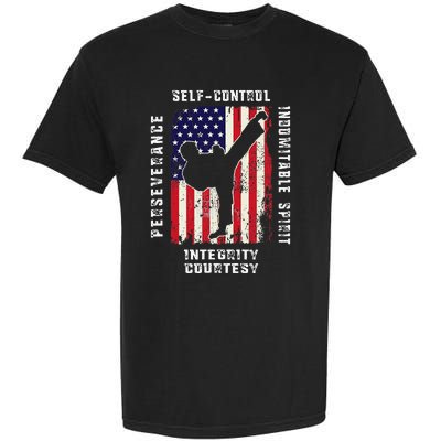 Cool American Flag Taekwondo Gift Tae Kwon Do Martial Arts Garment-Dyed Heavyweight T-Shirt