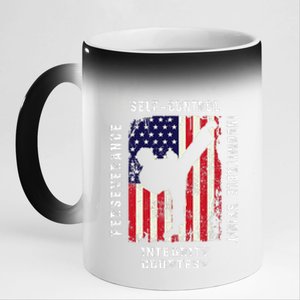 Cool American Flag Taekwondo Gift Tae Kwon Do Martial Arts 11oz Black Color Changing Mug