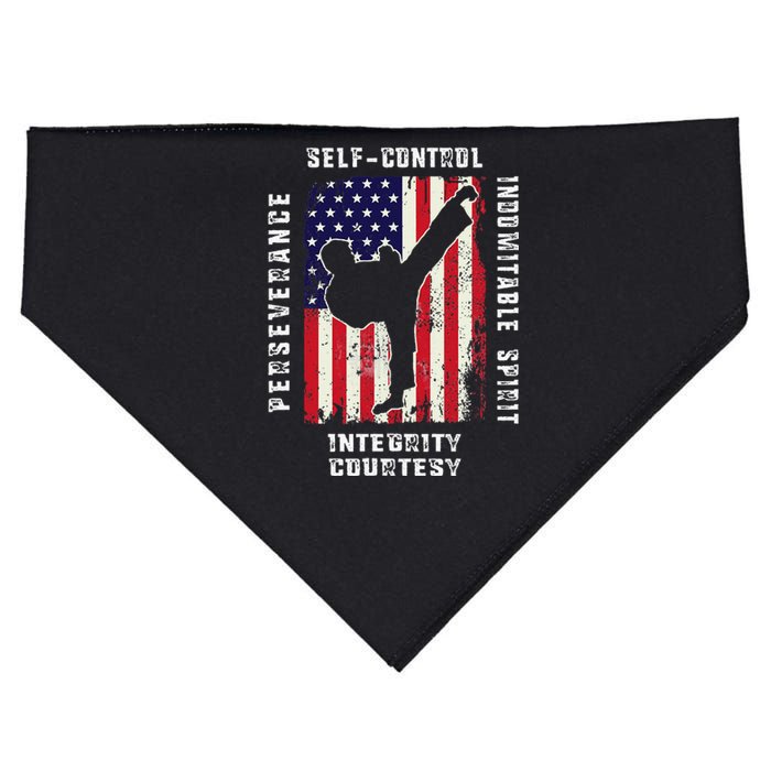 Cool American Flag Taekwondo Gift Tae Kwon Do Martial Arts USA-Made Doggie Bandana