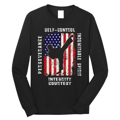 Cool American Flag Taekwondo Gift Tae Kwon Do Martial Arts Long Sleeve Shirt