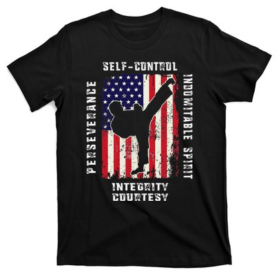 Cool American Flag Taekwondo Gift Tae Kwon Do Martial Arts T-Shirt