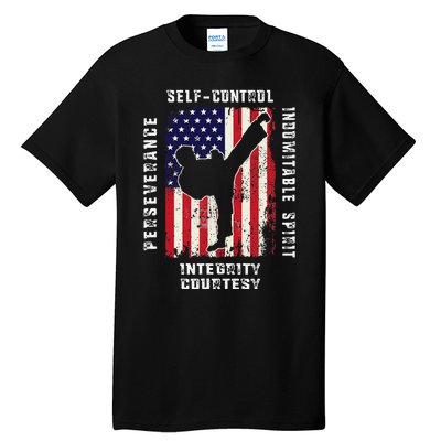 Cool American Flag Taekwondo Gift Tae Kwon Do Martial Arts Tall T-Shirt