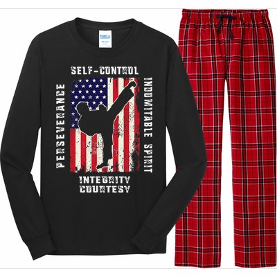 Cool American Flag Taekwondo Gift Tae Kwon Do Martial Arts Long Sleeve Pajama Set