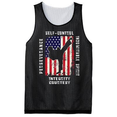 Cool American Flag Taekwondo Gift Tae Kwon Do Martial Arts Mesh Reversible Basketball Jersey Tank