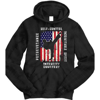 Cool American Flag Taekwondo Gift Tae Kwon Do Martial Arts Tie Dye Hoodie