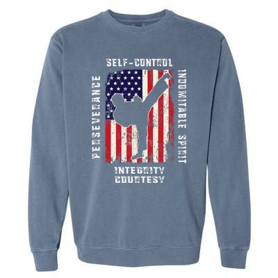 Cool American Flag Taekwondo Gift Tae Kwon Do Martial Arts Garment-Dyed Sweatshirt